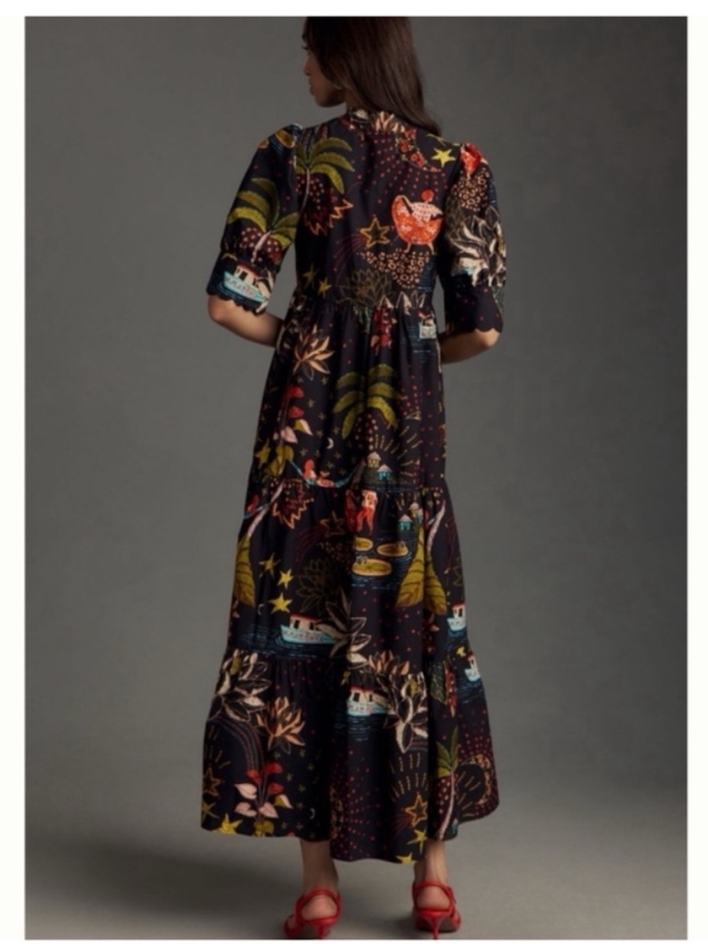 NWT Farm Rio Whimsical Printed Button front Shirt Maxi Dress, M - Picture 5 of 17